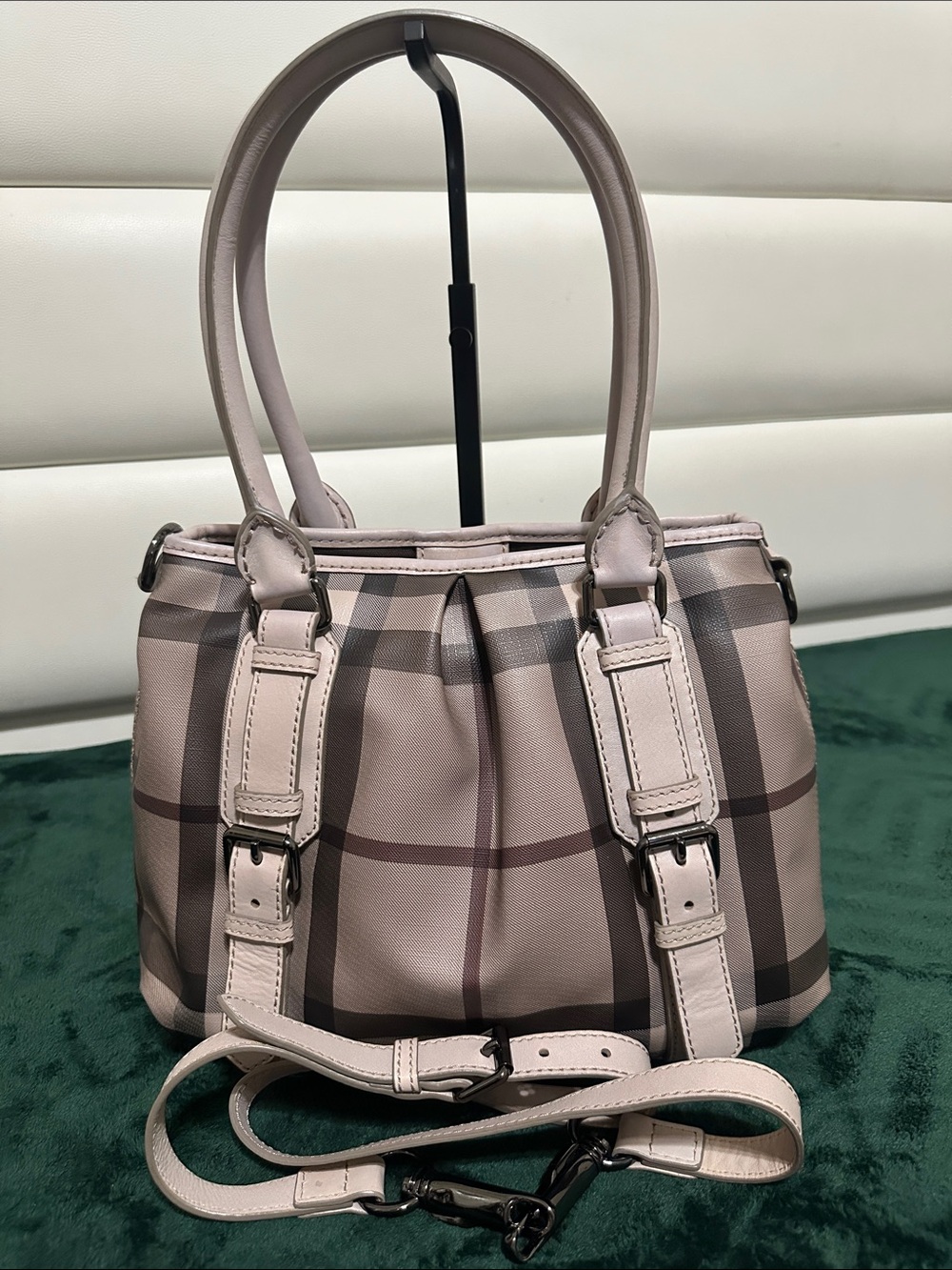 Burberry Northfield Convertible Tote Smoked Check Coated Canvas